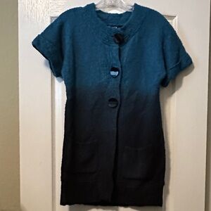 Kenzie brand Teal and Blue Ombré Short Sleeve Cardigan